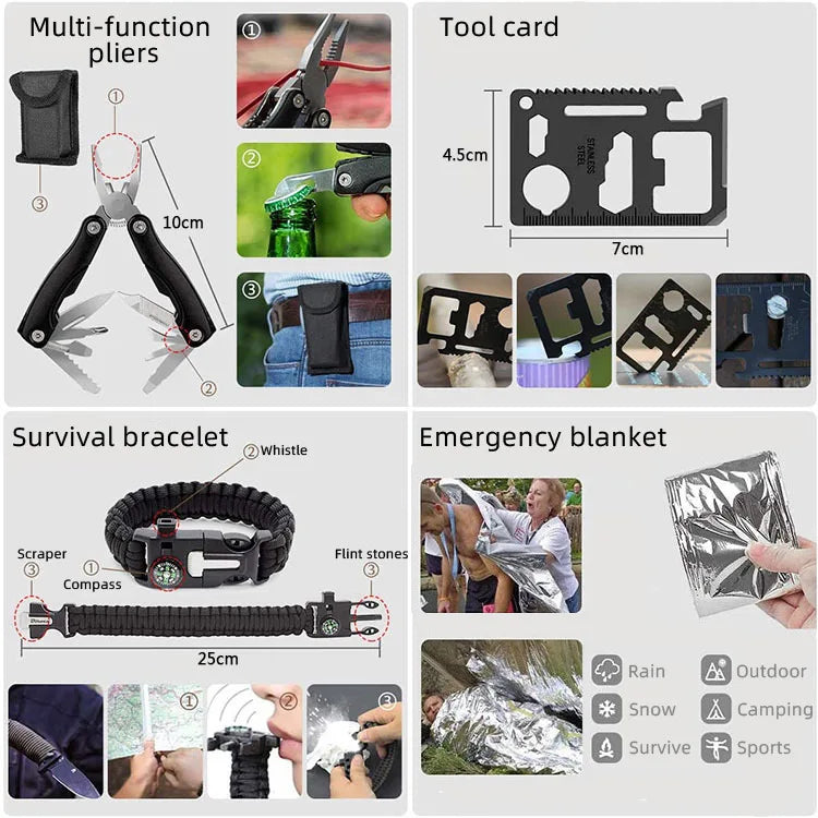 kit de supervivencia survival gear equipo para exteriores bolsa de Trauma para acampar aventuras de caza camping