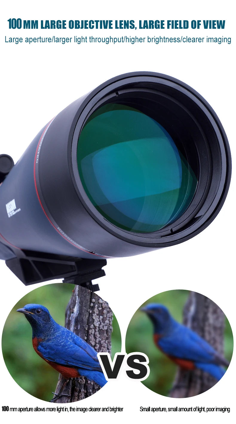 25-75x100 HD Professional Spotting Scope Monocular Telescope Carrying Bag  Night Vision Bird Watching Hunting Target Shooting