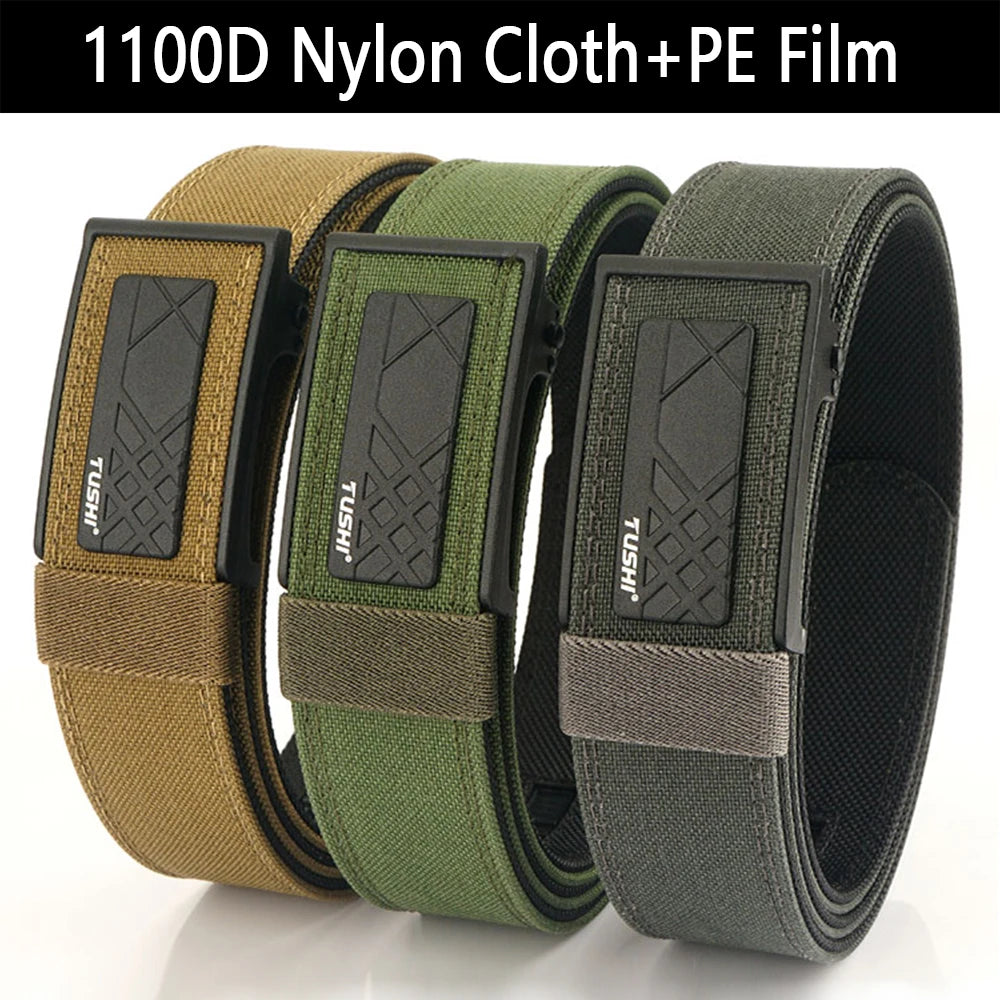 TUSHI New Military Gun Belt for Men Nylon Metal Automatic Buckle Police Duty Belt Tactical Outdoor Girdle IPSC Accessories