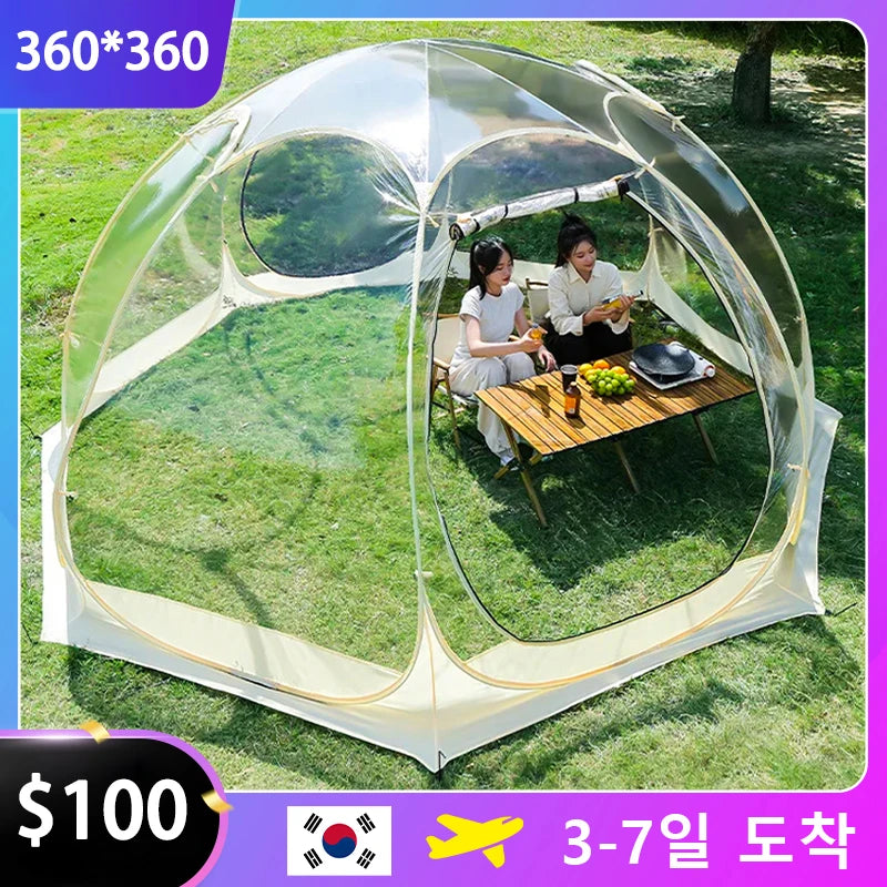 Camping Tent Star Transparent Folding 4-8 Person Portable Spherical Tent Outdoor Thickening Rain/Windproof Quick Opening Tent