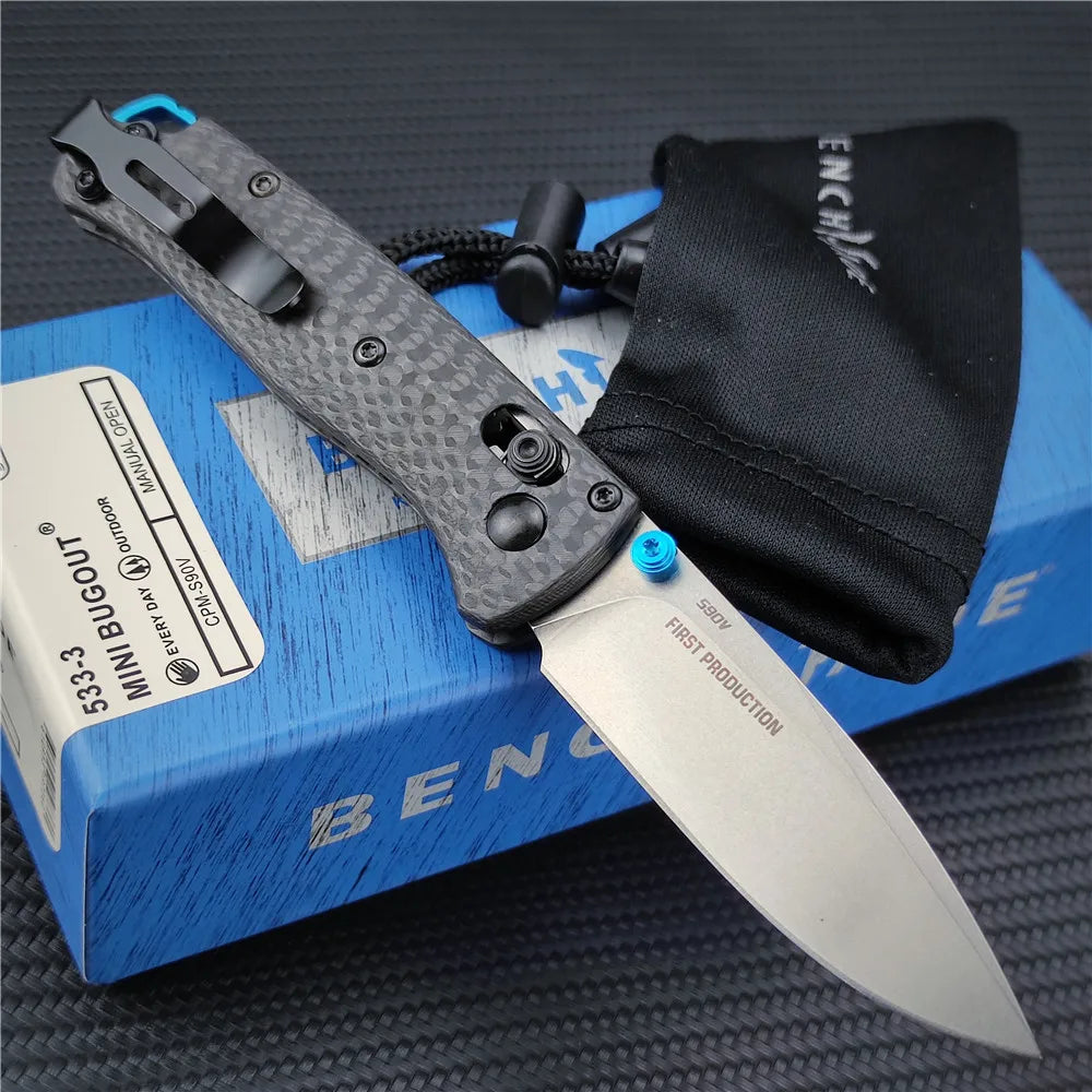 BM 533 533-3 535 Bugout Folding Knife Outdoor Carbon Fiber Handle Tactical Pocket Survival Hunting Rescue Knife EDC Tool Gift