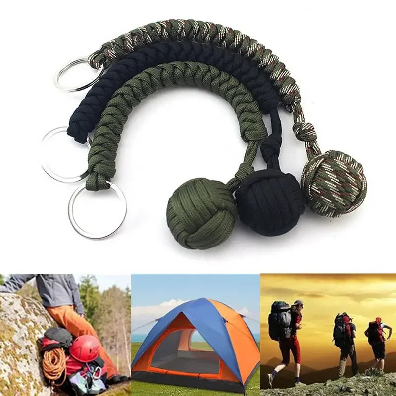 Use this braided outdoor paracord key ball Outdoor protection tool Outdoor paracord survival keychain 1PC