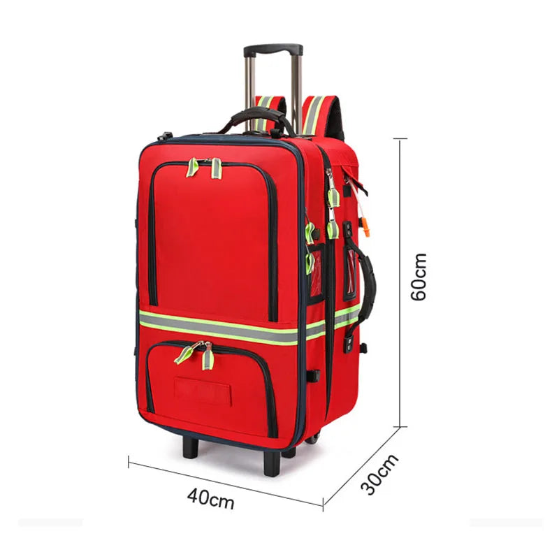 Empty Detachable Trolley Backpack Survival First Aid Kits Bag Medical Care Trolley Emergency Rescue Doctor Visit First Aid Bag