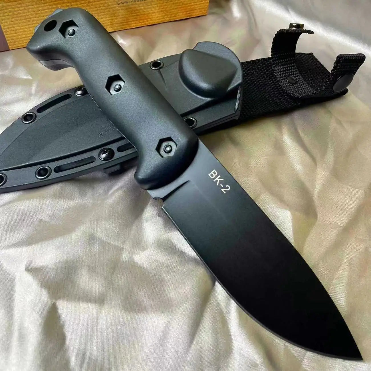 Us (BK-2) 1095 High carbon steel Tactical Knife +Kydex sheath, High hardness jungle hunting knife, North American survival knife