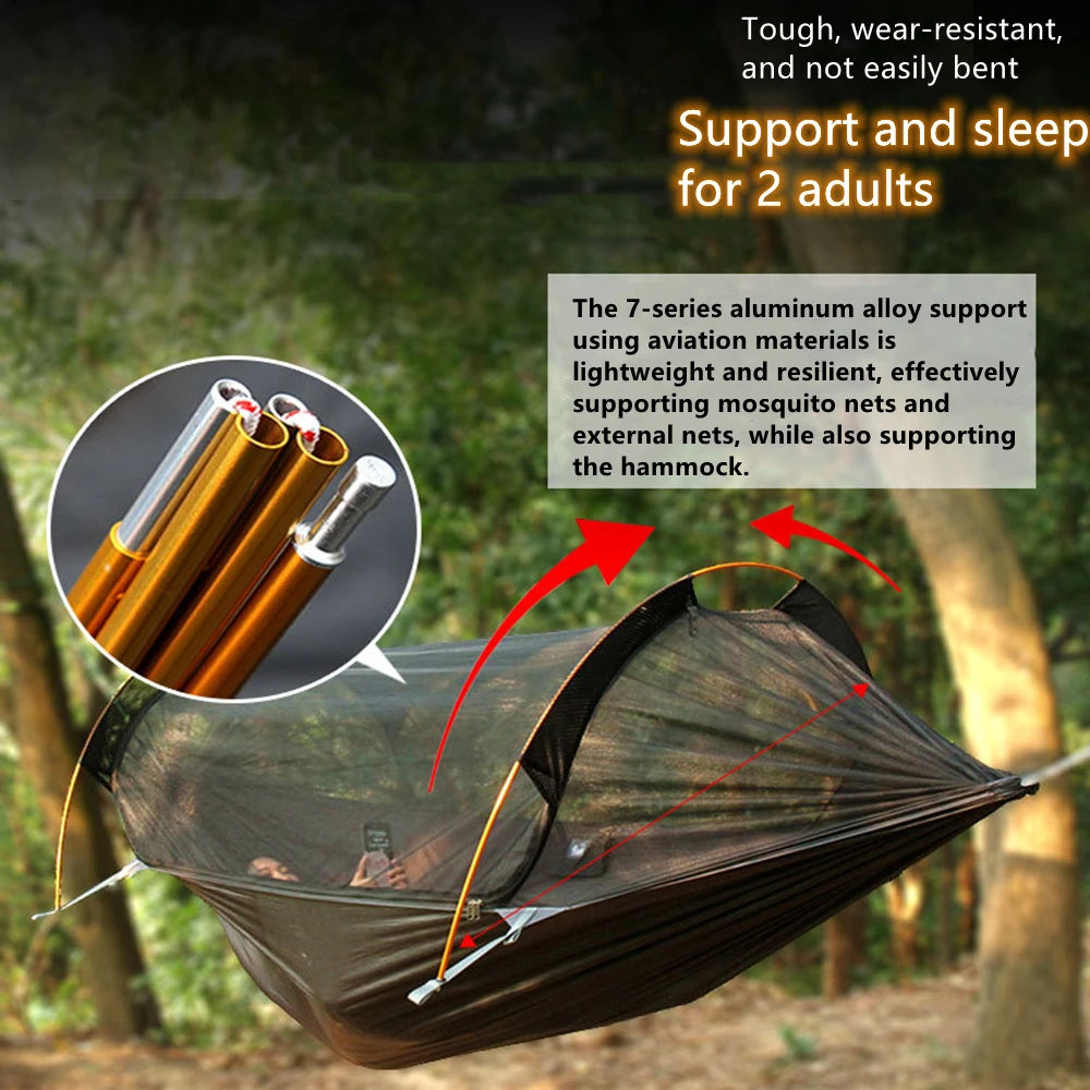 Portable Camping Mosquito Net Hammock Outdoor Garden Travel Sleeping Hanging Hammocks Swing With Waterproof Tent Awnings