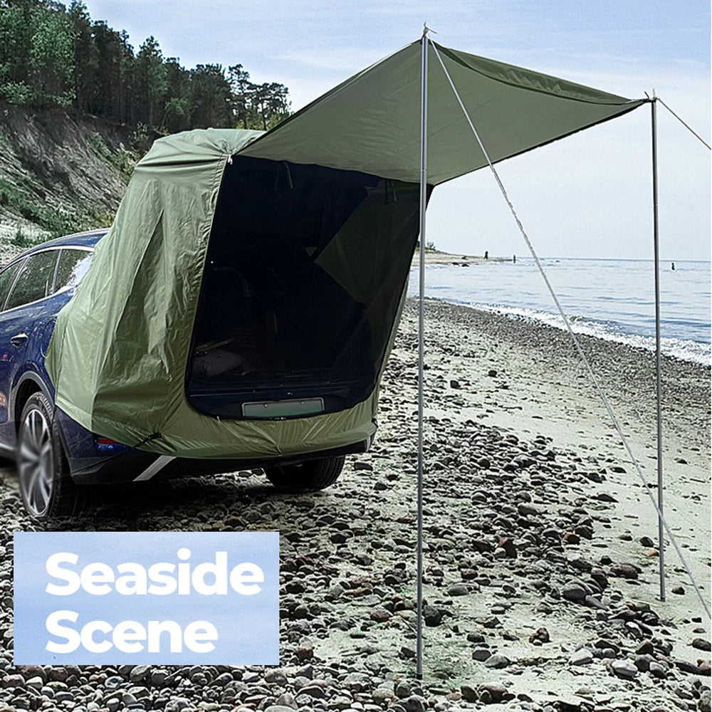 Outdoor Car Rear Tent Camping Picnic Car Rear Tent with Canopy Car Rear Extension Tent Sunshine-Proof Rain-Proof Car Rear Tent