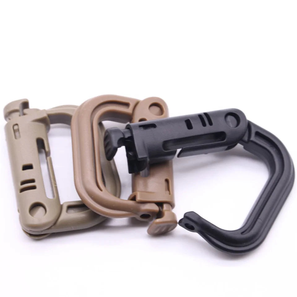 Plastic D-Ring Tactical Carabiner Keychain Hard Polymer Hanging Hook Buckle Clip Survival Tool for Outdoor Travelling Camping