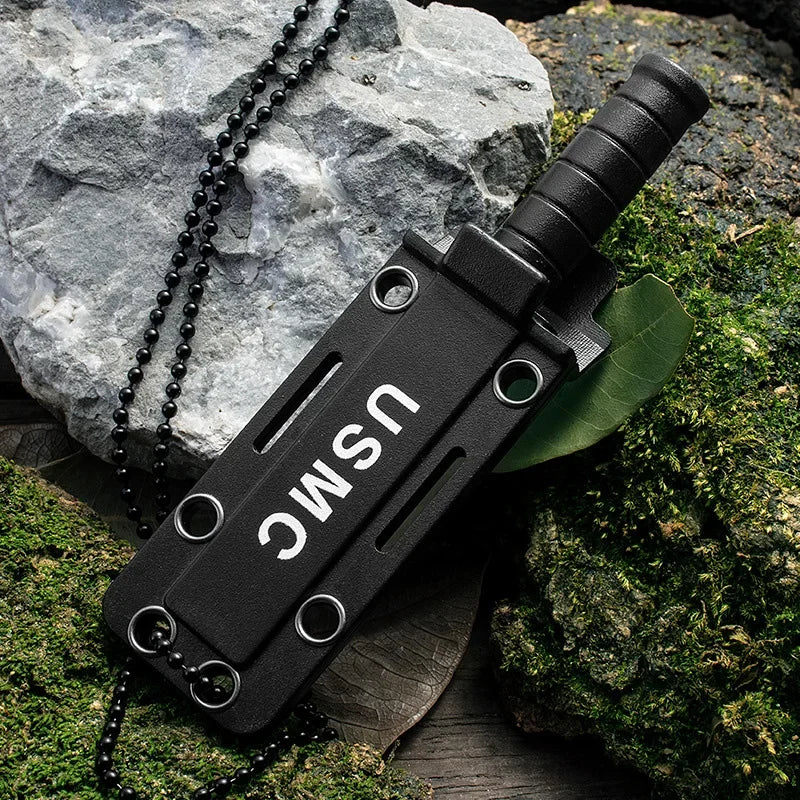 2024 Mini Stainless Steel Small Straight Knife Outdoor Camping Key Survival Necklace Small Knife EDC