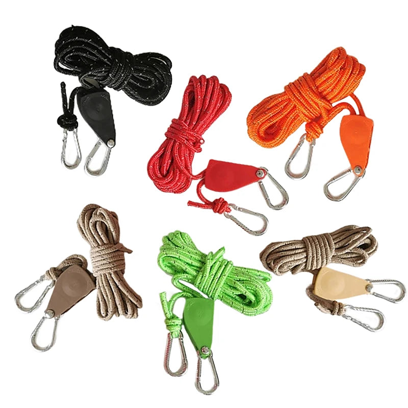 Outdoor Camping Rope Tent Rope Pulley Regulator Adjustable Lifting Rope