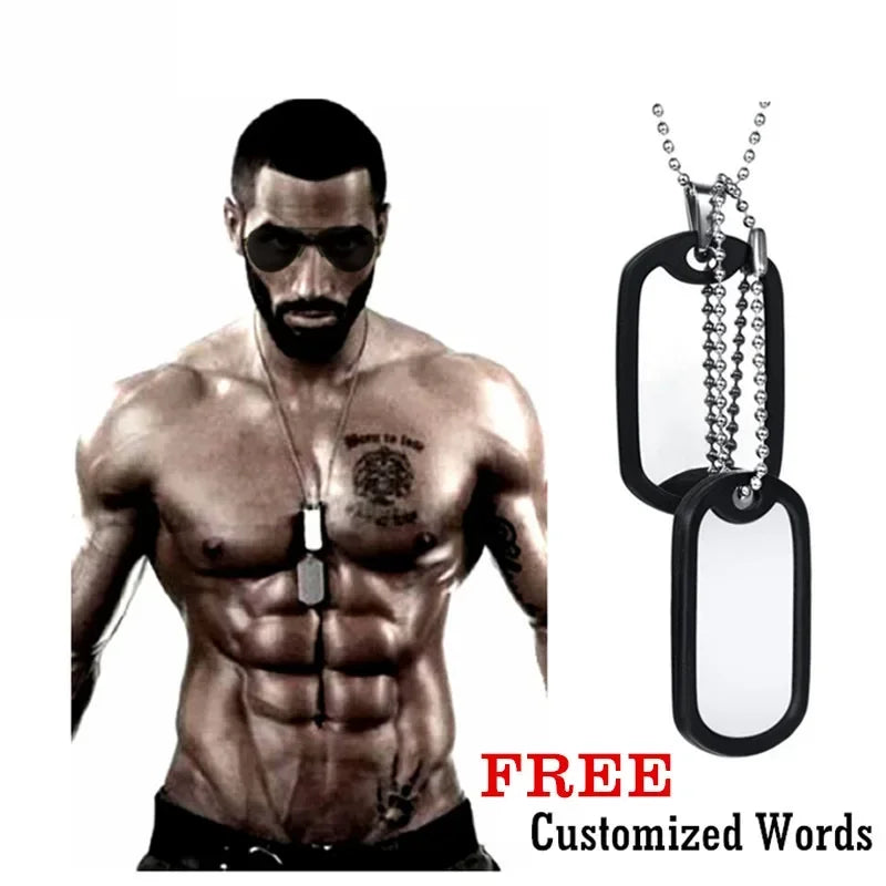 Customized Products ID Double Dog Tag Pendant Necklaces for Men Army Military Soldier Silencer Circle Personalized Accessories