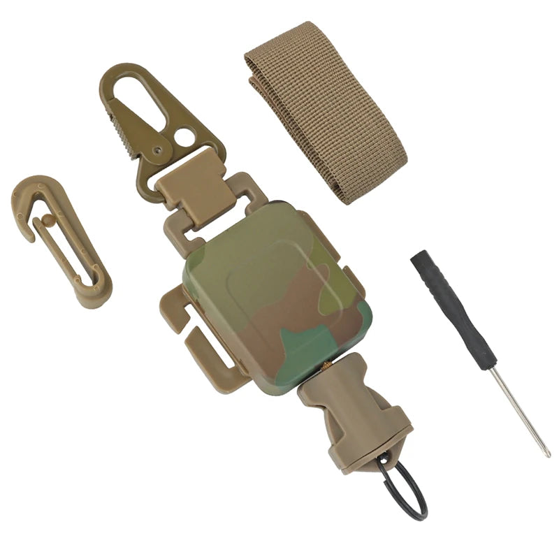 FDHBGE Camping Buckle Keychain Multi-functional Retractable Shooting Webbing Hanging MOLLE System Hiking Paintball Accessories