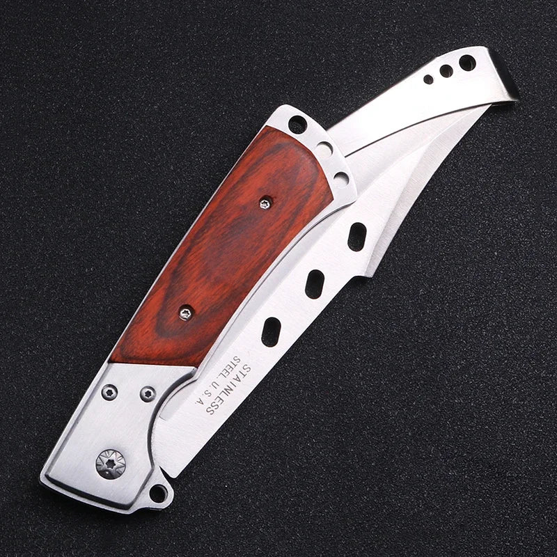 Outdoor Steel Folding Knife for Men High Hardness Survival Self Defense Portable Military Tactical PocketKnife for Hunting