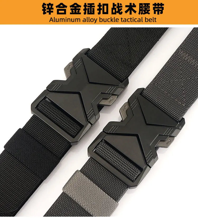 New Quick Release Metal Pluggable Buckle Tactical Belt Breathable Elastic Belts For Men Stretch Pants Waistband Hunting