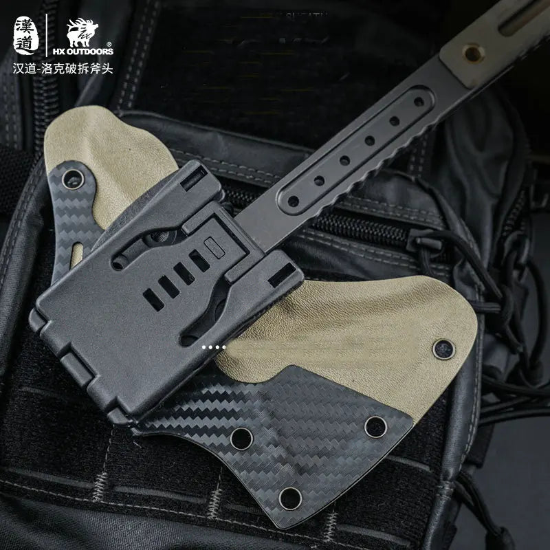 HX Outdoors DC53 Steel Multifunctional Hunting Camping Tactical Axe Artillery Fire Rescue Hammer Axes G10 Handle Dropshipping