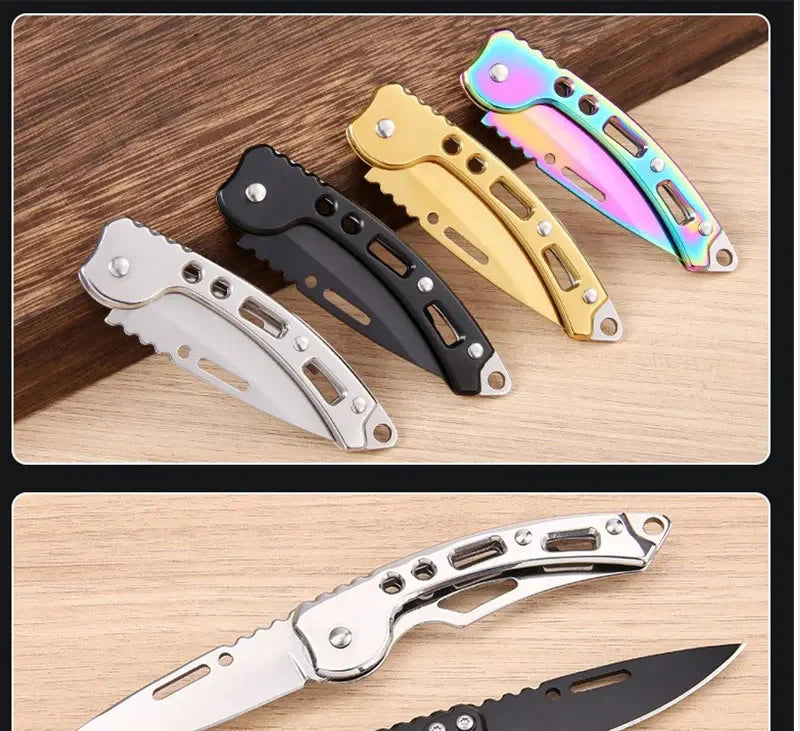 Stainless Steel Keychain Folding Knife Outdoor Carrying Knife Mirror Sharp Pocket Knife Fruit Knife Folding Knife Outdoor Tool