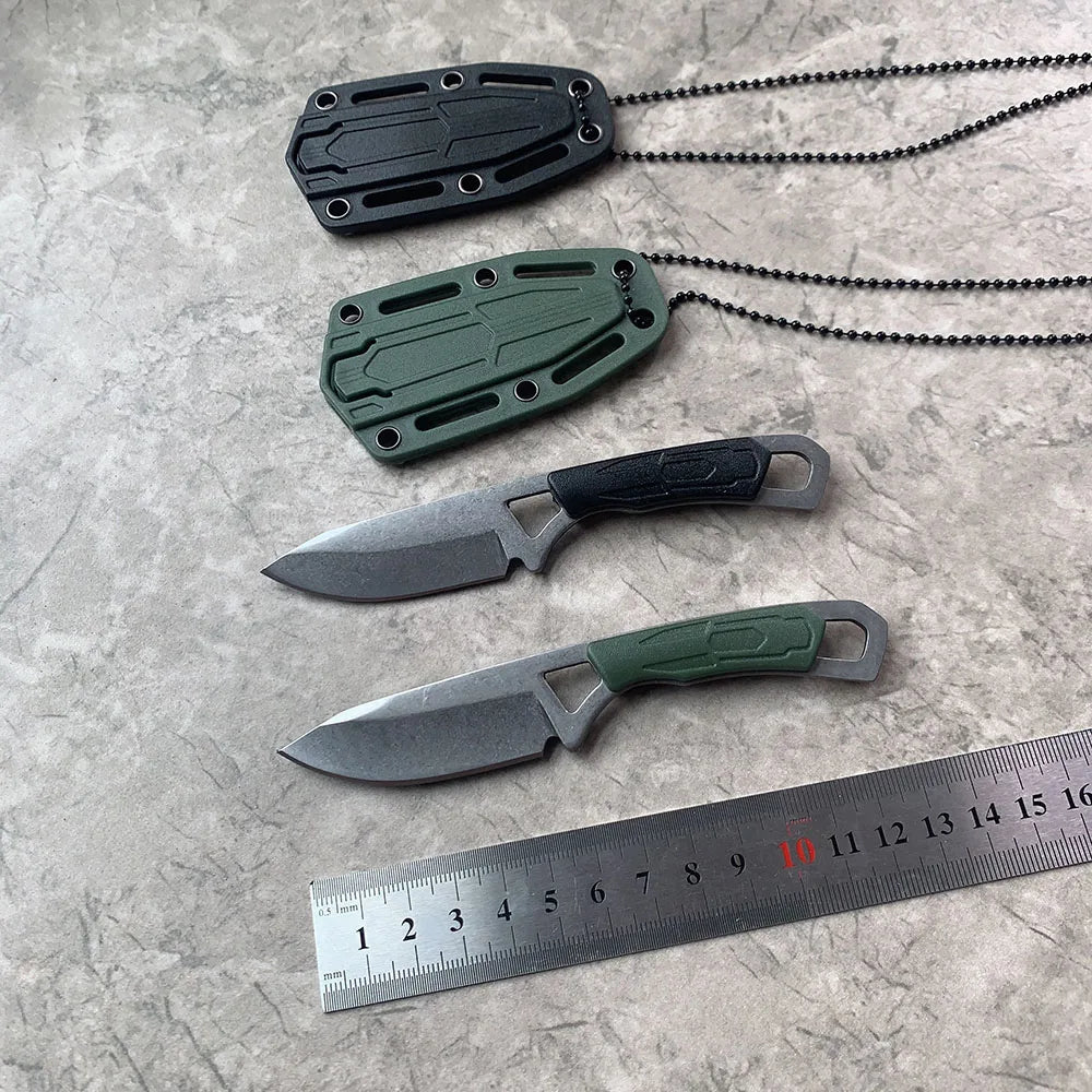 5CR13MOV Steel Kydex Sheath Knife  ABS Handle Outdoor Camping Portable Pocket Necklace Fixed Blade Neck Knives EDC Hand Tools