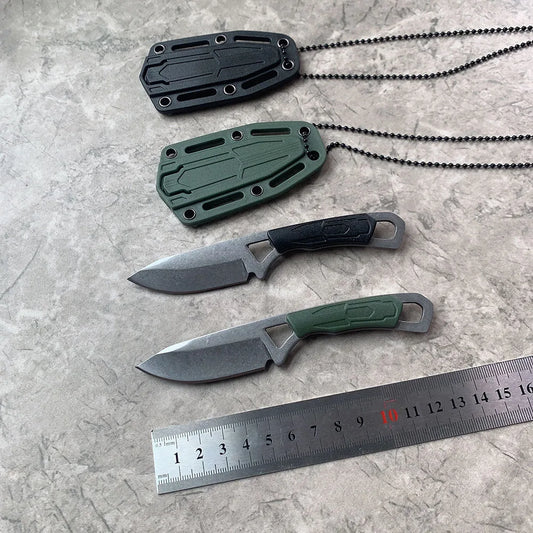 5CR13MOV Steel Kydex Sheath Knife  ABS Handle Outdoor Camping Portable Pocket Necklace Fixed Blade Neck Knives EDC Hand Tools