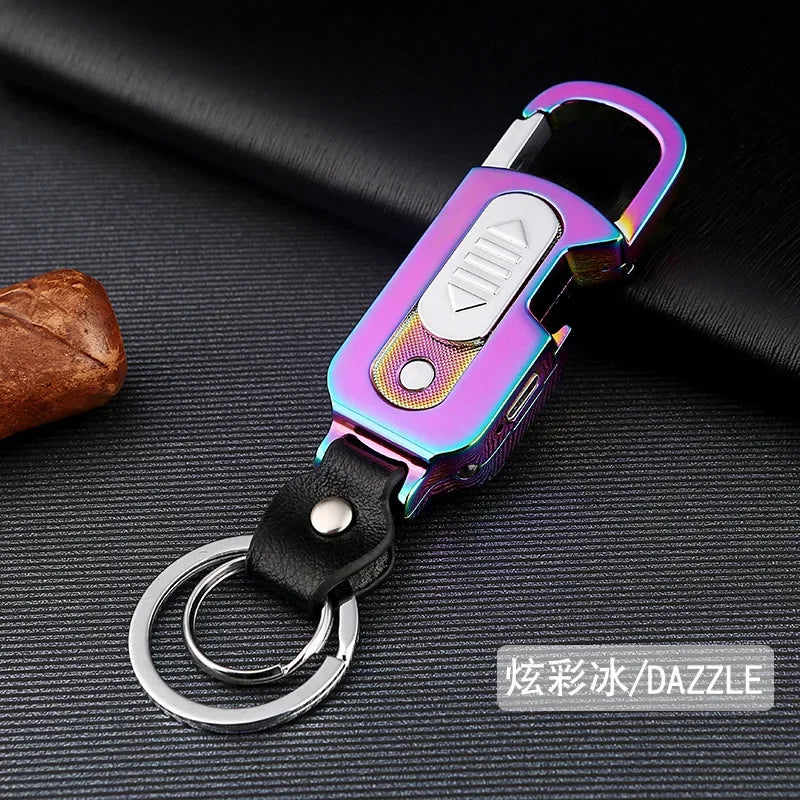 Outdoor Keychain USB Rechargeable Flameless Lighter 4 in 1 with Bottle Opener Currency Detector Lamp Cigarette Lighter