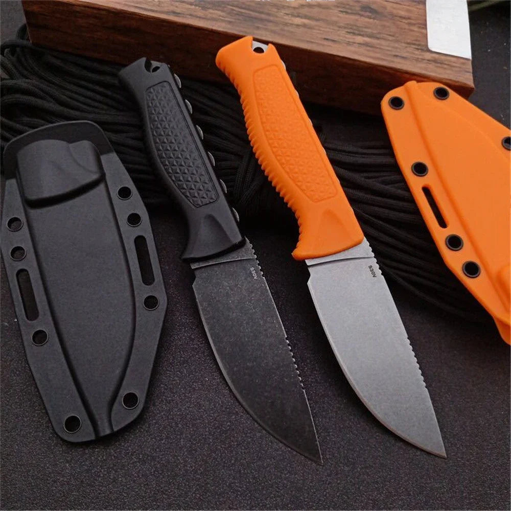 BM 15006 Fixed Straight EDC Knife S30V Blade Santoprene Handle Survival Hunting Camping Pocket Knife Outdoor Utility Hand Tools