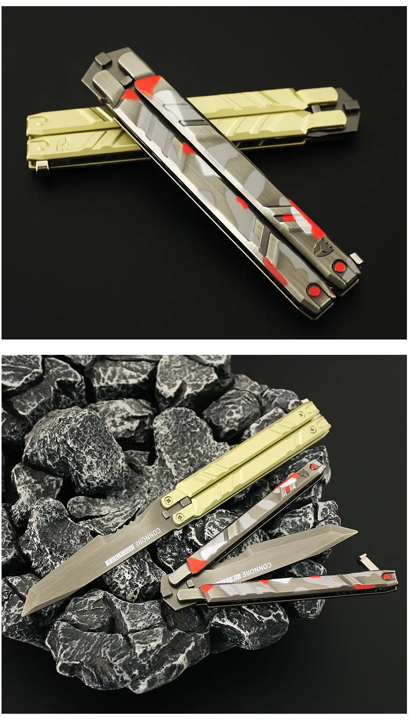 Butterfly Knife-Camouflage 21cm Red Alloy Throwing Knife Weapon Model Toy Valorant Peripheral Reconnaissance