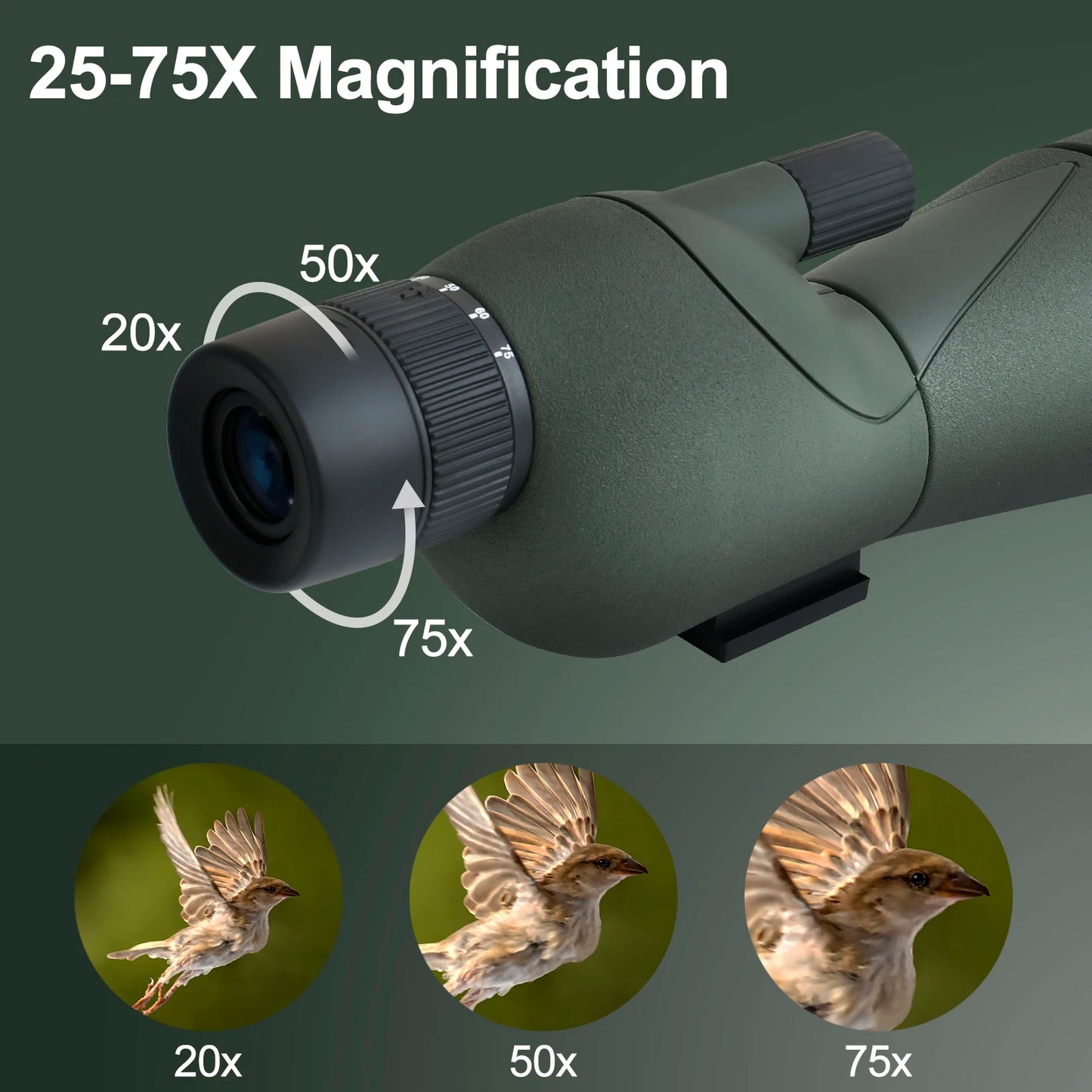 25-75x60 Telescope Spotting Scope Powerful Zoom Monocular FMC BAK4 Waterproof For Bird Watching Target Shotting With Tripod