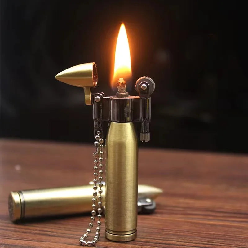 New Mini Keychain Style Grinding Wheel Kerosene Lighter Outdoor Survival Portable Compact Fire Making Tool