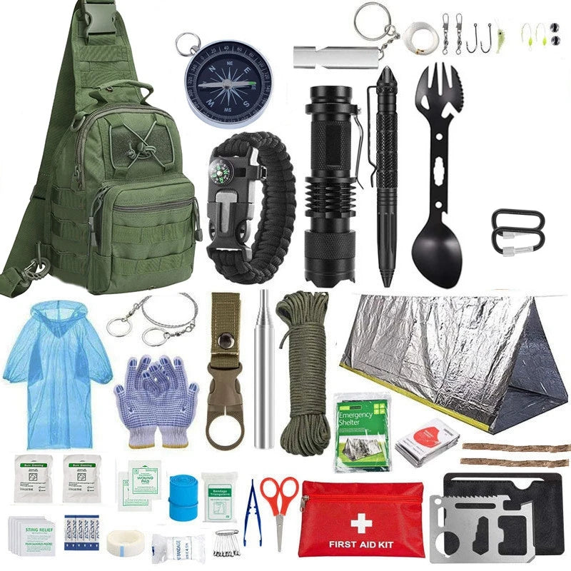 Camping Trauma Travel Bag Outdoor Survival Kit, Multifunction Tactical Defense Equipment, First Aid SOS for Wilderness Adventure