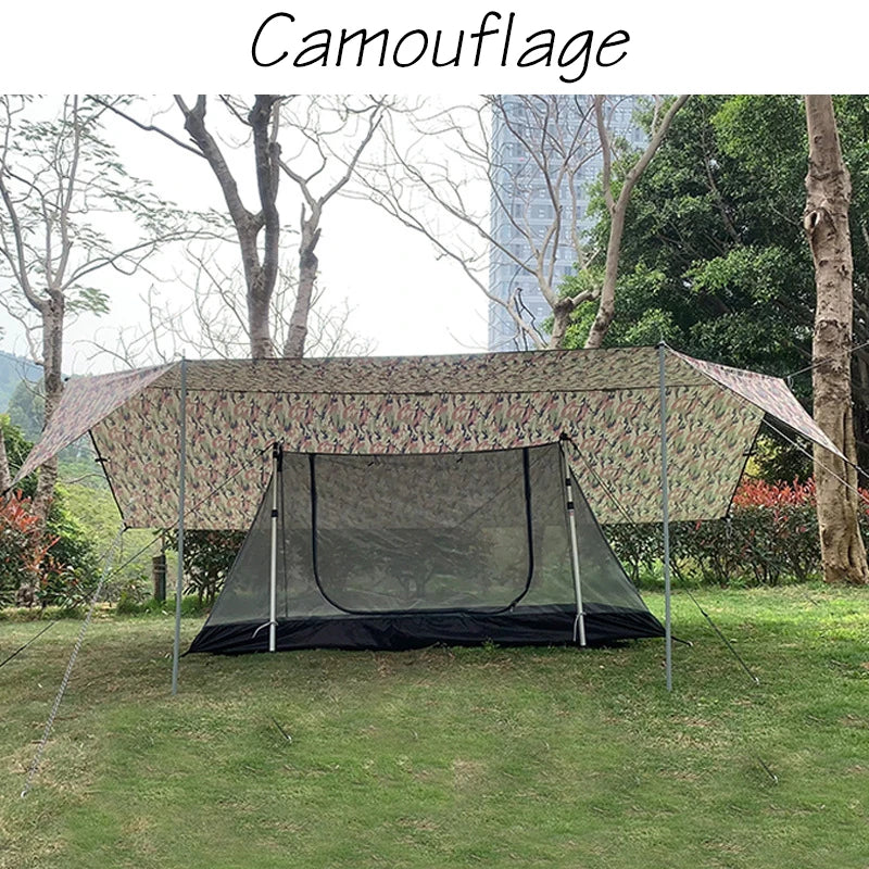 19 Hanging Points Camping Tarp Set 3x3 4x4 Waterproof Outdoor Sun Shelter Backpacking Hiking Black Car Side Awning Camo Tarp 3x4