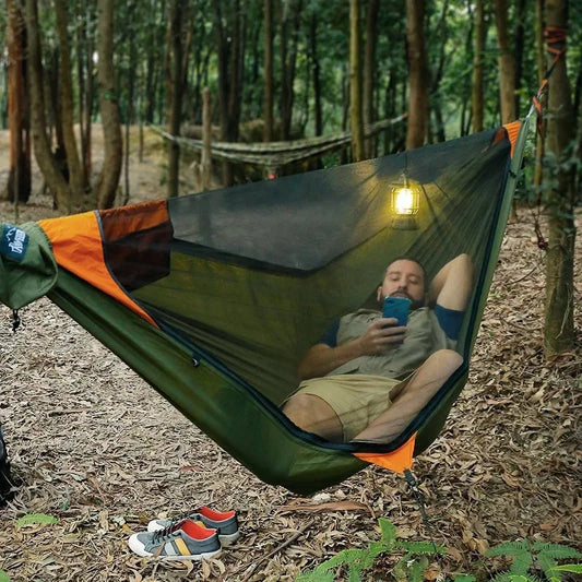 2024 Travelers camping outdoors with mosquito net hammocks, increased anti roll over speed, anti mosquito hammocks