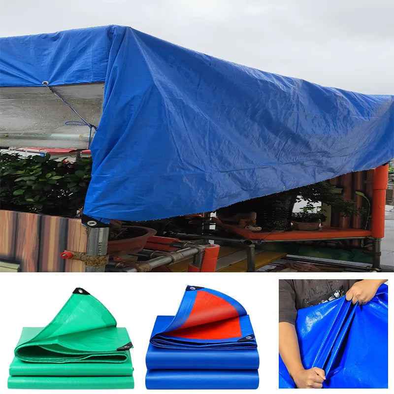 PE Rainproof Canvas Camping Tarp Thicken Sunshade Cloth Portable Camping Tent Waterproof Awning Dust Cover Outdoor Sunshade Sail