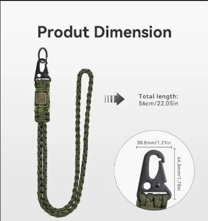 Multifunction Outdoor Paracord Hanging Rope Necklace Eagle Beak Buckle Keychain with Flag for Hanging Key Camera Wallet Whistle