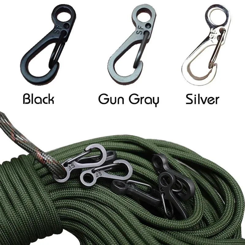 20Pcs Mini Spring Carabiners Set Outdoor EDC Rope Clasps Keychain Camping Hooks Paracord Clips Tactical Survival Buckle