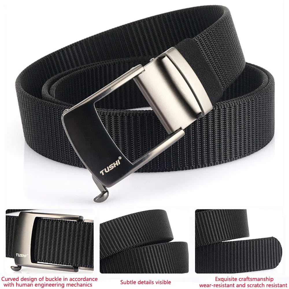 TUSHI NEW Tactical Belt Metal Automatic Buckle Quick Release Belt Casual Nylon Tooling Training Belt Men Trousers Military Belt