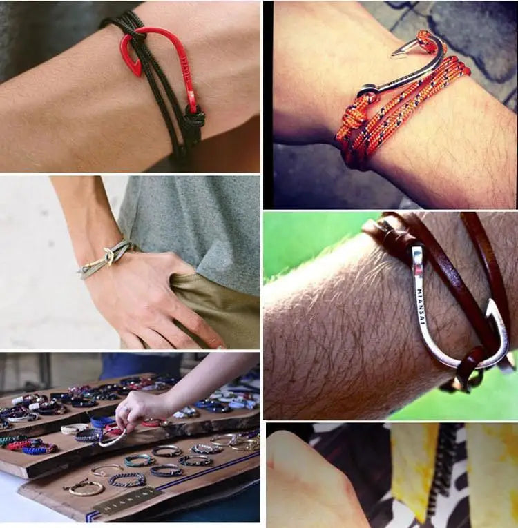 New Men bracelet Creative Black Airplane Anchor Bracelet Survival Bracelet Handmade Braided Rope Couple Bracelets For Men Women